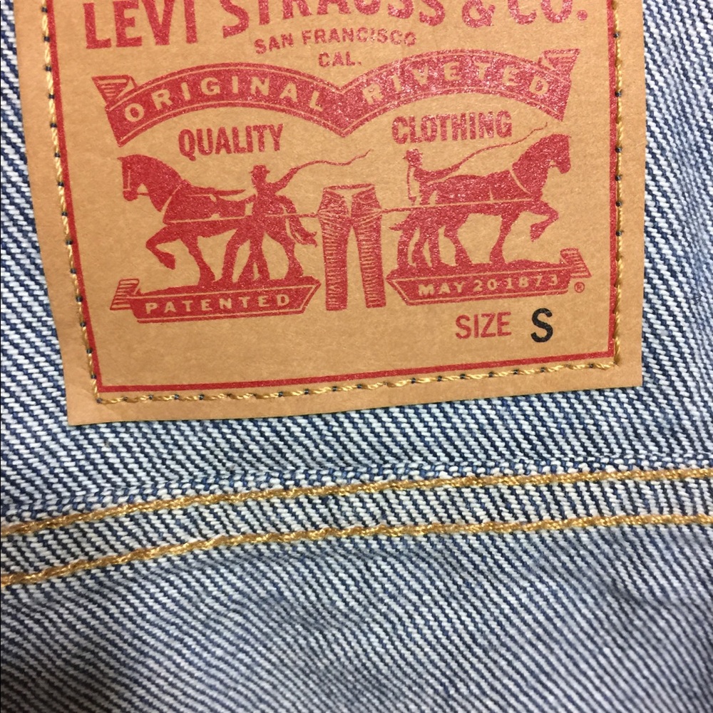 NWT Levi’s Rib Trim Trucker Varsity Denim Jean Jacket Brick/Mortar NEW - Picture 6 of 16